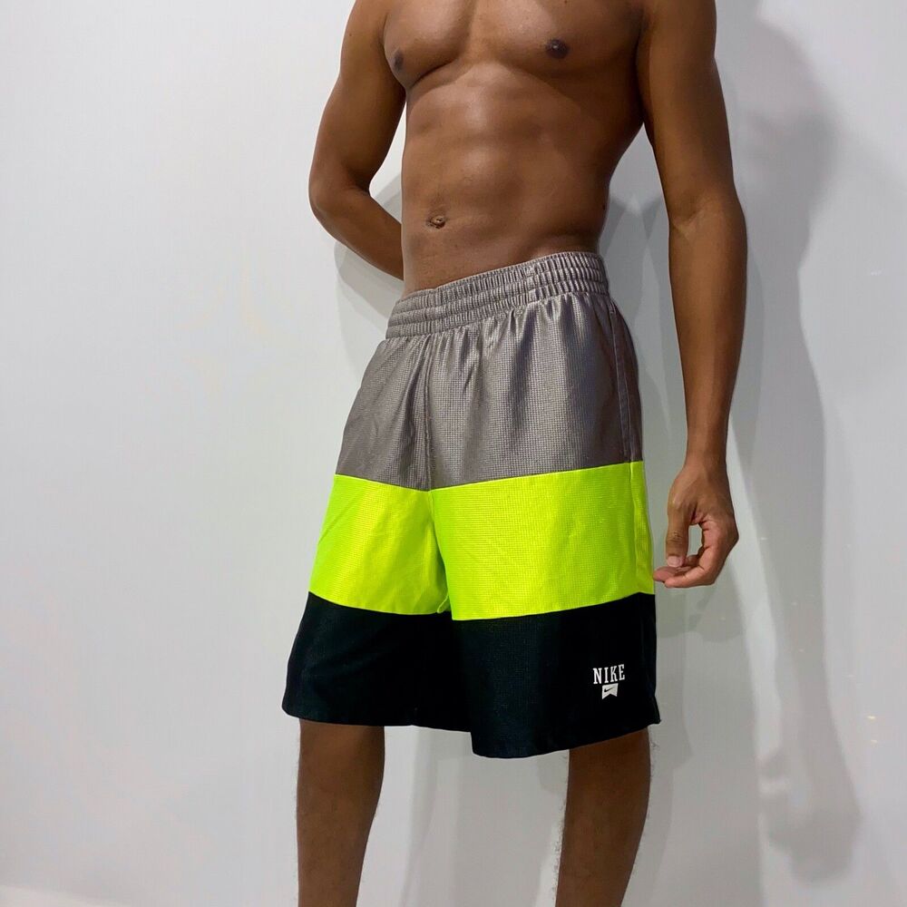 Nike Vintage Rare Athletics Dazzle Basketball Shorts Black Yellow M